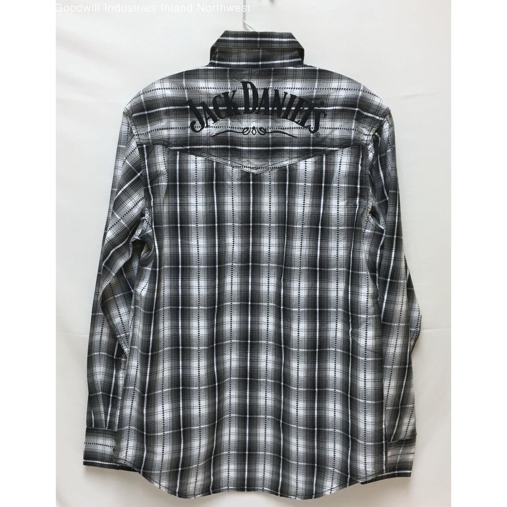 Men's Jack Daniel's Black and White 100% Cotton Snap Front‎ Shirt Size M - NWT